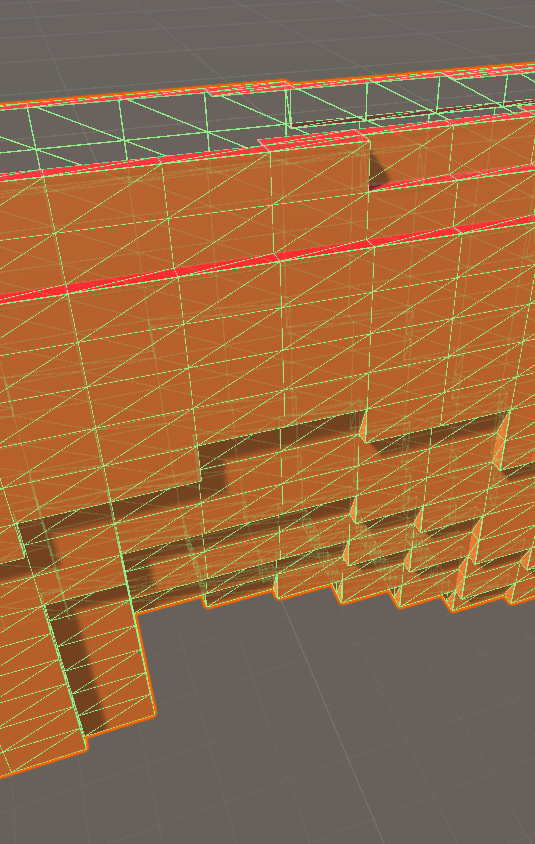 A chunk built from stretched, non-cubic voxels