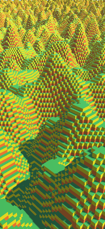Cubic voxel landscape generated from Perlin noise