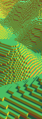 A tall voxel structure generated by the tool